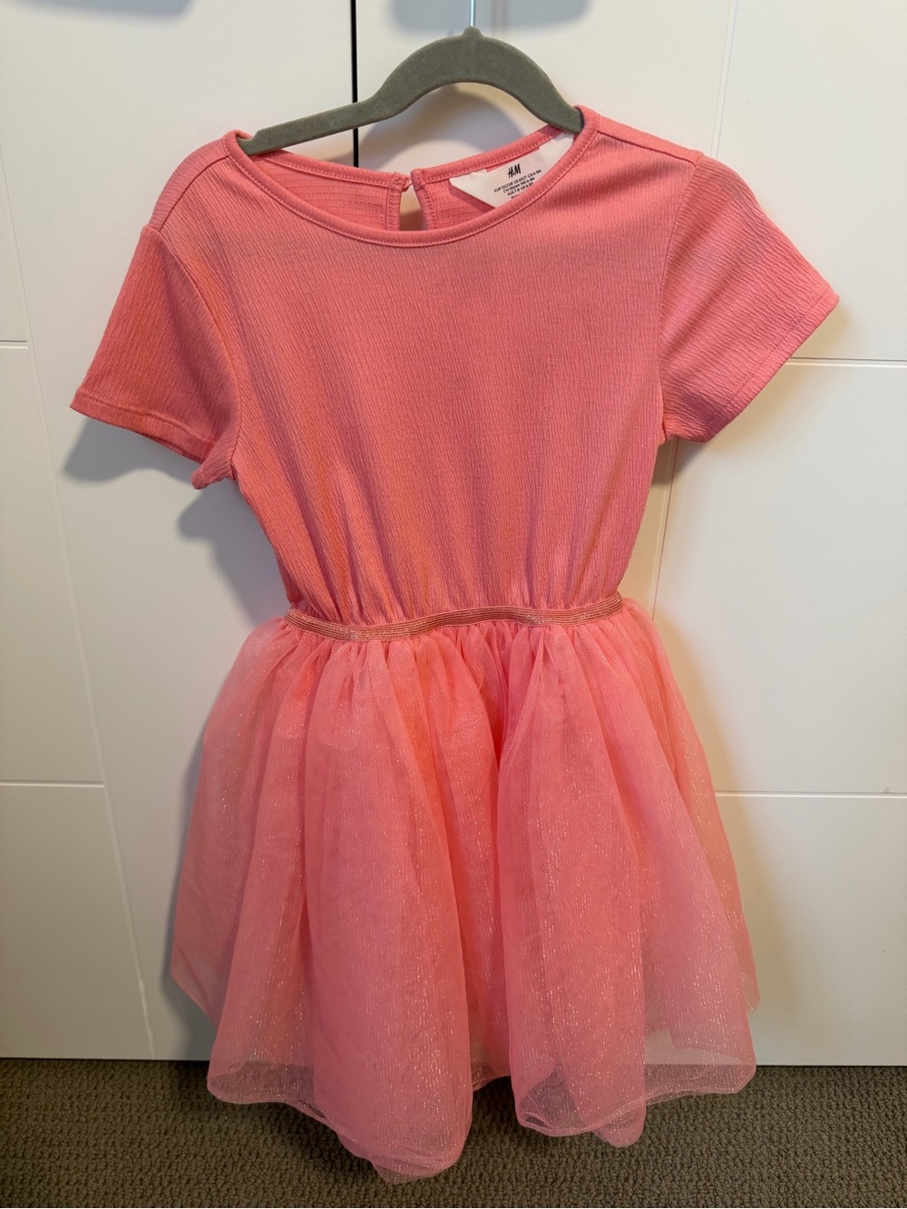 H&M Girls' Coral Pink Tulle Waist Dress